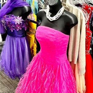 Alyce Designs Bright Pink Strapless Gown